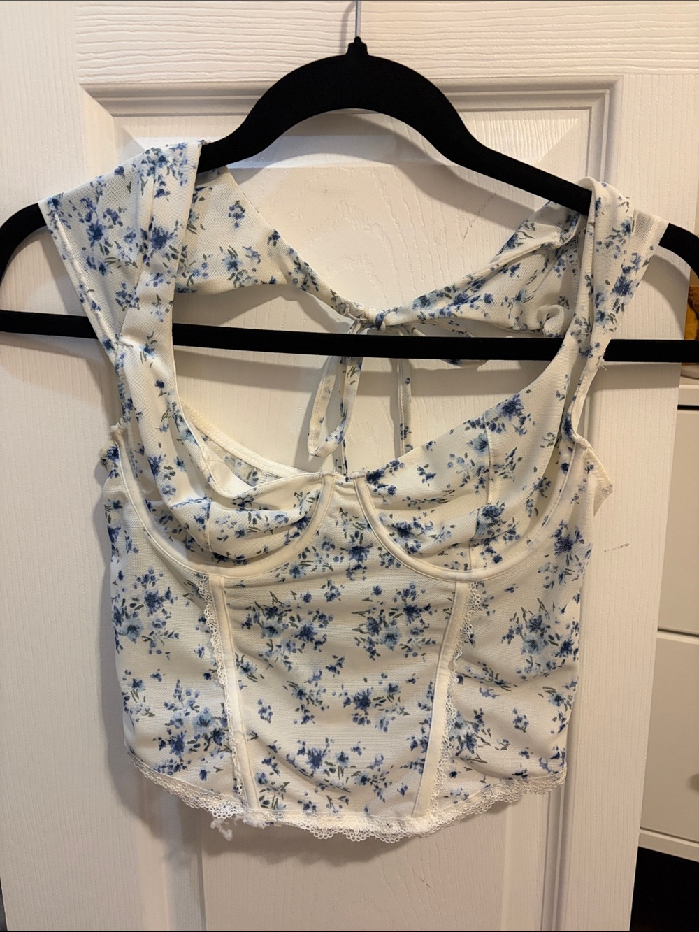 Women’s Garage Blue Floral Corset Top - White/Blue